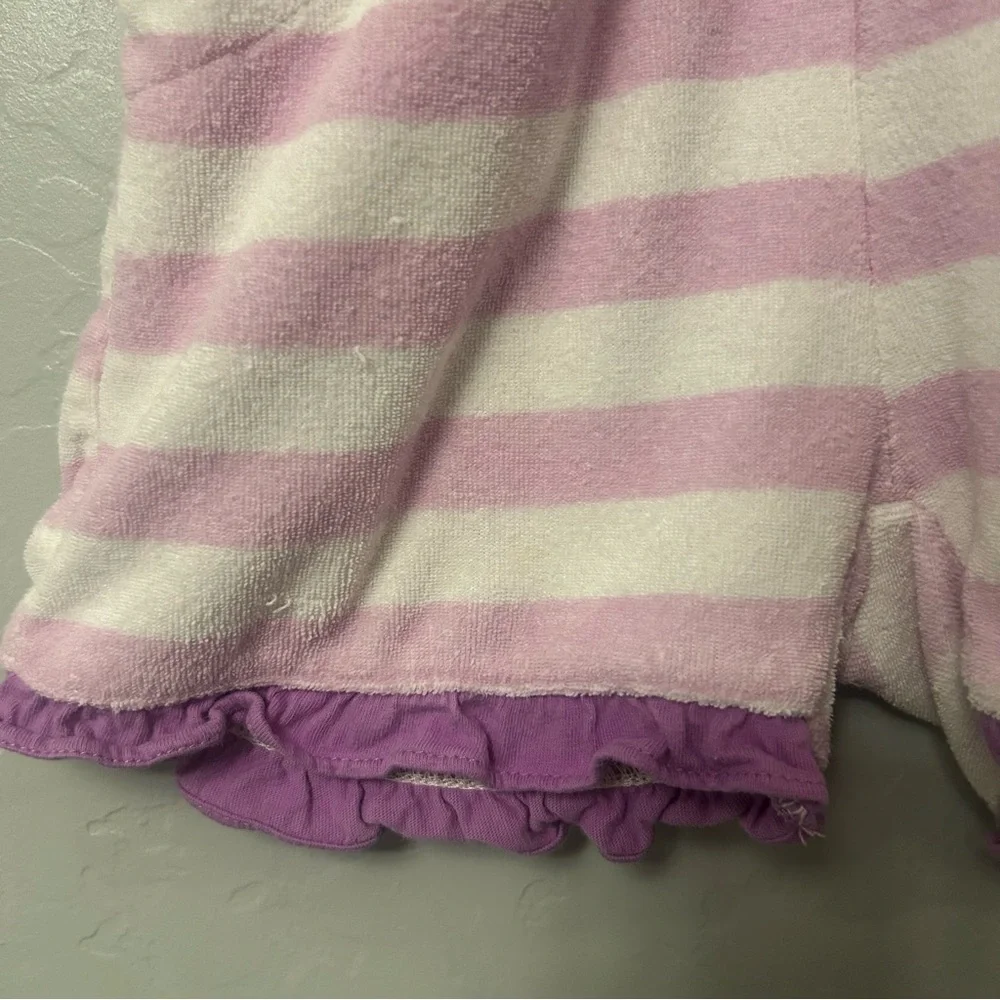 Disney Rapunzel purple and white striped shorts romper terry swim cover up 5/6